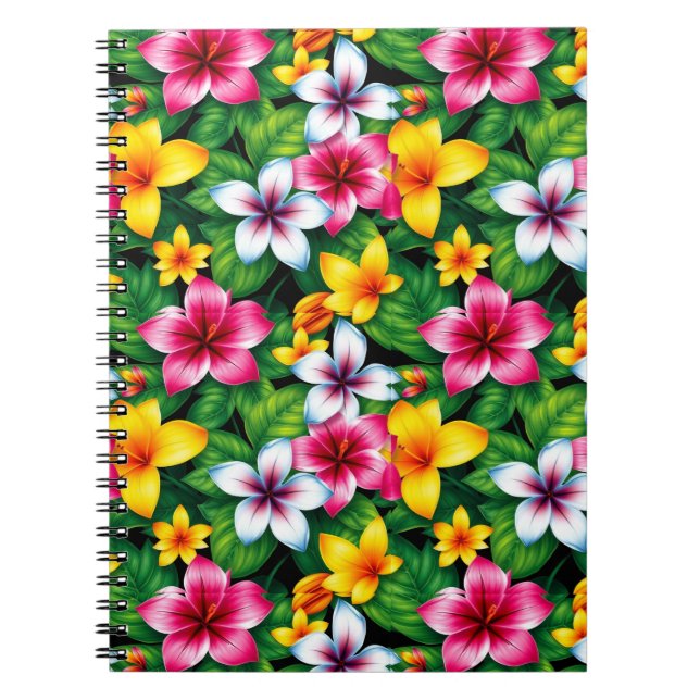 Multi-coloured Flowers and Leaves Pattern-57577 Notebook (Front)