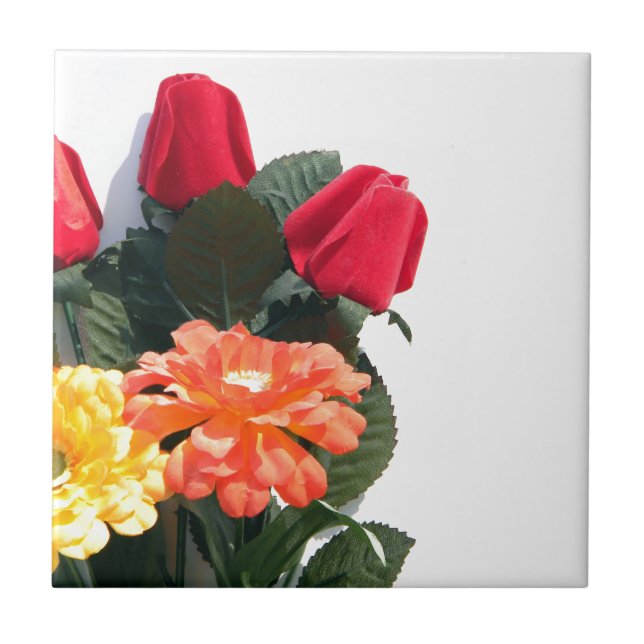 Multi-Coloured Flowers Tile (Front)