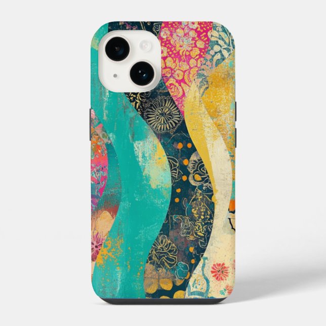 Multi-Coloured Flowers Wave iPhone Case (Back)