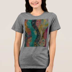 Multi-Coloured Flowers Wave Tri-Blend Shirt