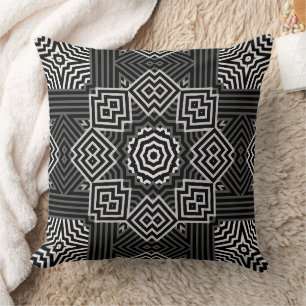 Multi-coloured geometric pattern retro cushion