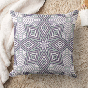 Multi-coloured geometric pattern retro cushion