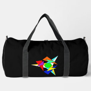 Multi coloured geometric star burst   duffle bag