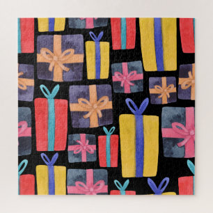 Multi-Coloured Gifts Watercolor Seamless Jigsaw Puzzle