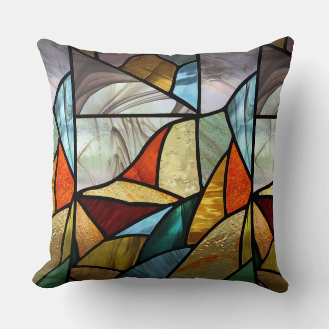 Multi-Coloured Glass Abstract Cushion (Front)