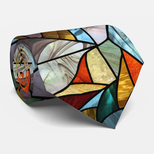 Multi-Coloured Glass Abstract Tie (Rolled)