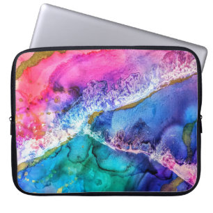 Multi-Coloured Gold Acrylic Painting Abstract Art Laptop Sleeve