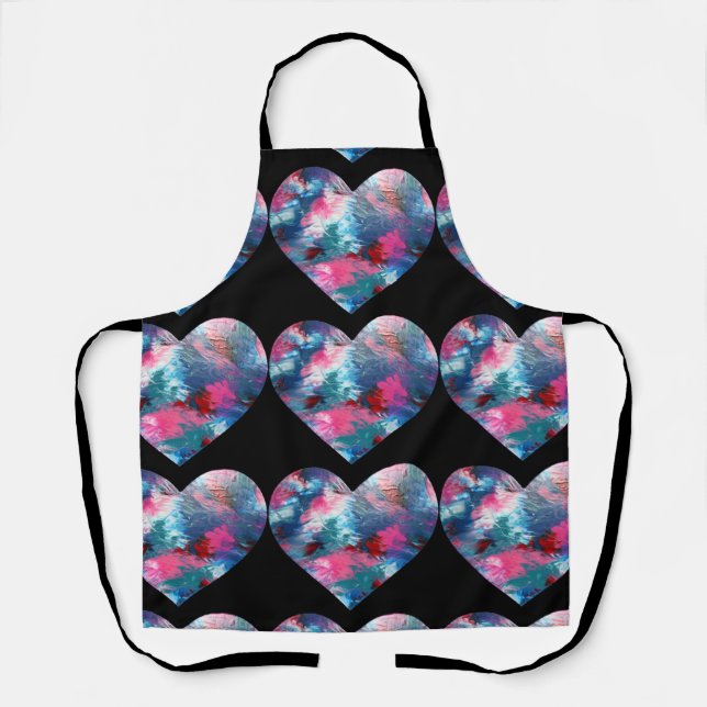 Multi Coloured Heart Paint on Wood Apron (Front)