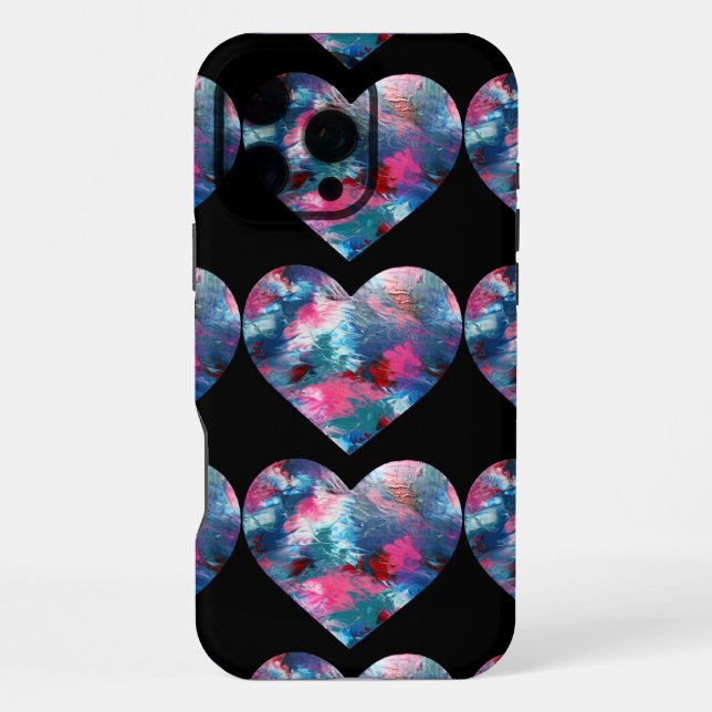 Multi Coloured Heart Paint on Wood iPhone Case (Back)