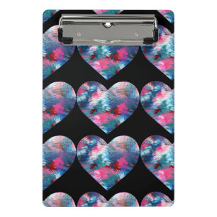 Multi Coloured Heart Paint on Wood Mini Clipboard