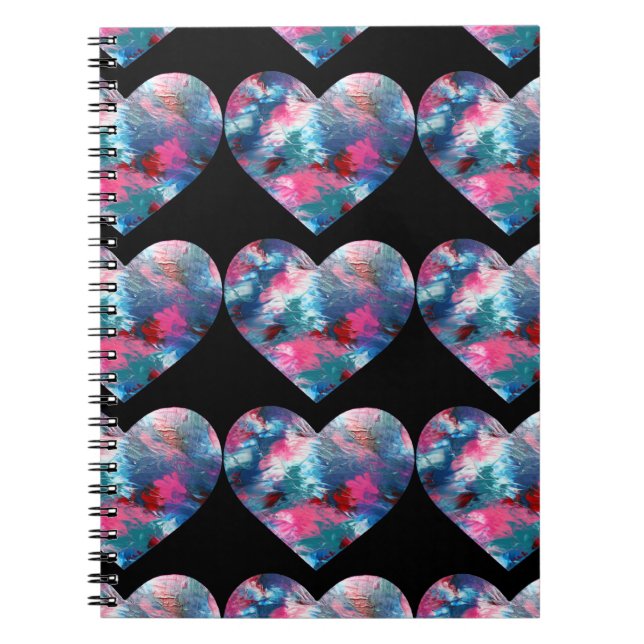 Multi Coloured Heart Paint on Wood Notebook (Front)