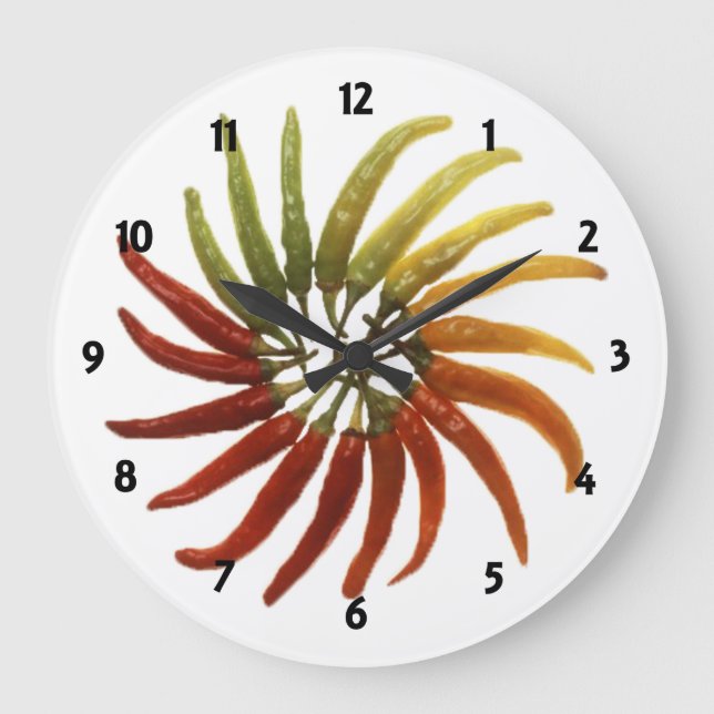 Multi-Coloured Hot Peppers Clock (Front)