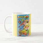 Multi Coloured Illustrated Map of Wales Coffee Mug<br><div class="desc">Colourful illustrated vintage postcard map of Wales.</div>