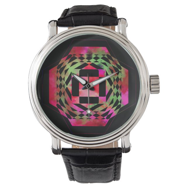 Multi-coloured Jagged Geometry Watch (Front)
