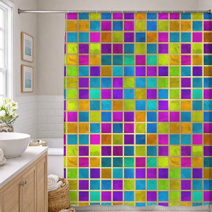 Multi Coloured Jewel Mosaic Shower Curtain