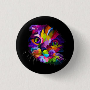 Multi Coloured Kitten Pop Art   3 Cm Round Badge