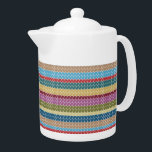 Multi-Coloured Knitted Style Striped<br><div class="desc">teapot</div>