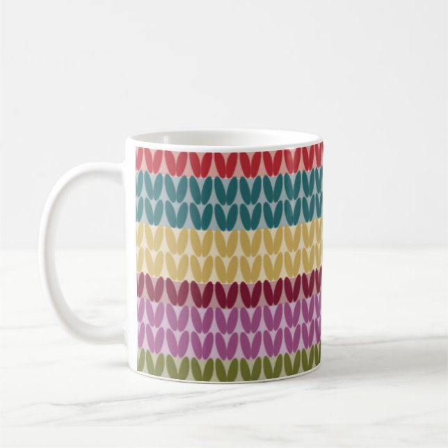 Multi-Coloured Knitted Style Striped Coffee Mug (Left)