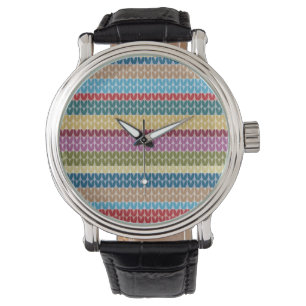 Multi-Coloured Knitted Style Striped Watch