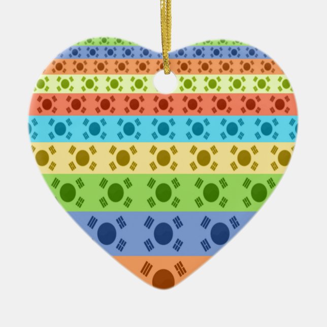 Multi-Coloured Korean Flag Art Print Ceramic Tree Decoration (Front)