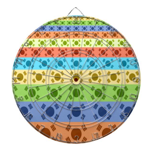 Multi-Coloured Korean Flag Art Print Dartboard (Front)