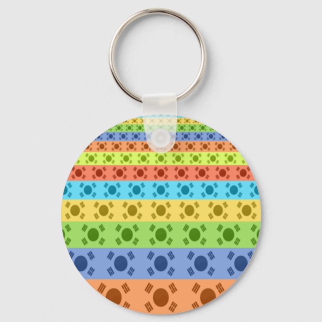 Multi-Coloured Korean Flag Art Print Key Ring (Front)