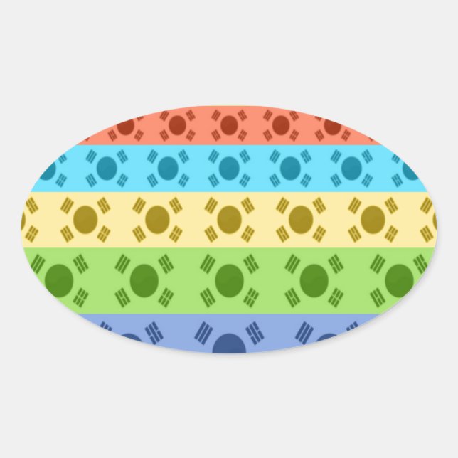 Multi-Coloured Korean Flag Art Print Oval Sticker (Front)