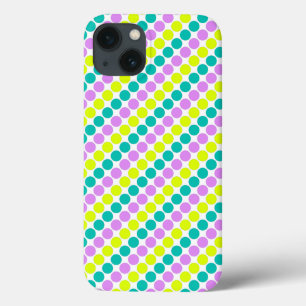 Multi coloured large polka dots retro sixties iPhone 13 case