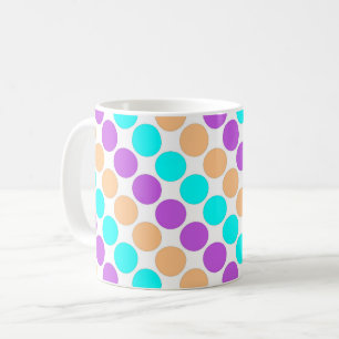 Multi coloured large polka dots retro sixties coffee mug