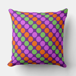 Multi coloured large polka dots retro sixties cushion