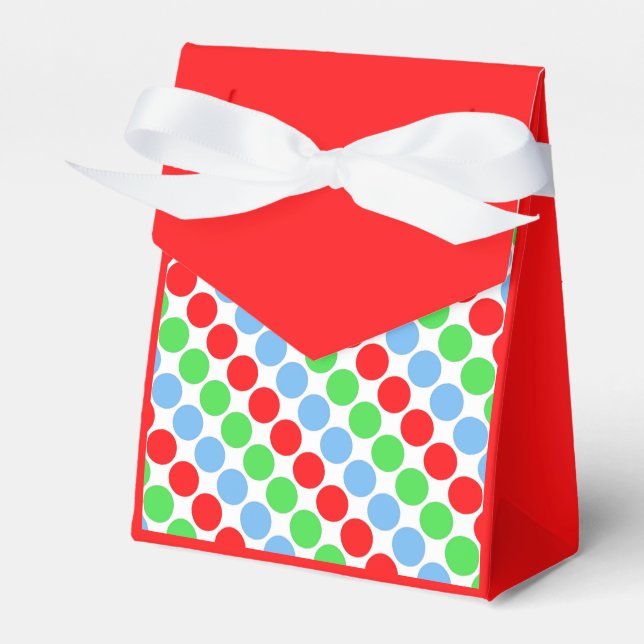 Multi coloured large polka dots retro sixties favour box (Front Side)