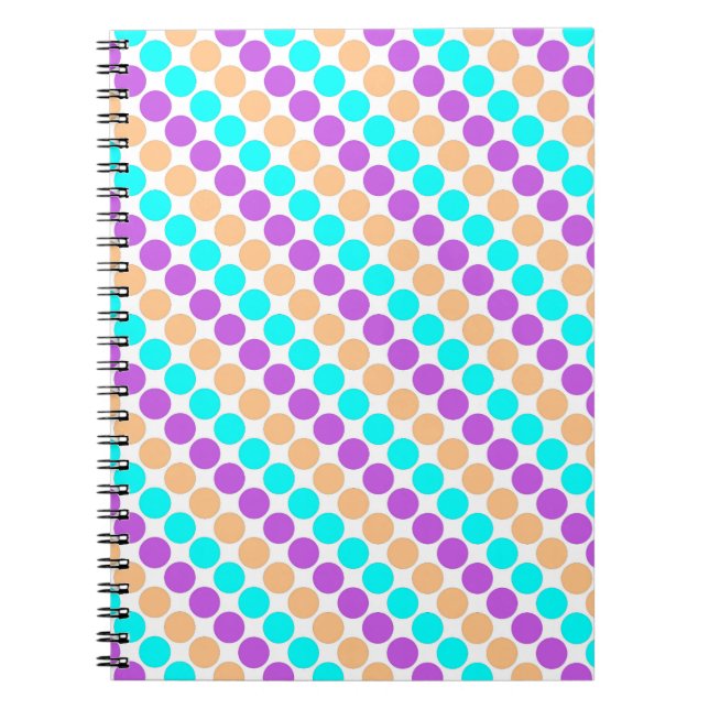 Multi coloured large polka dots retro sixties notebook (Front)