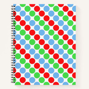 Multi coloured large polka dots retro sixties notebook