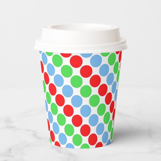 Multi coloured large polka dots retro sixties paper cups (Back)