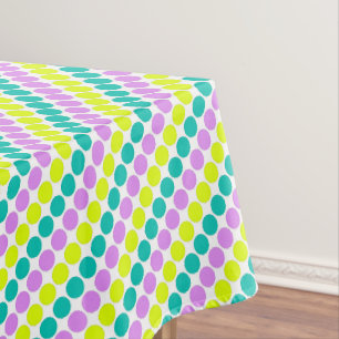 Multi coloured large polka dots retro sixties tablecloth
