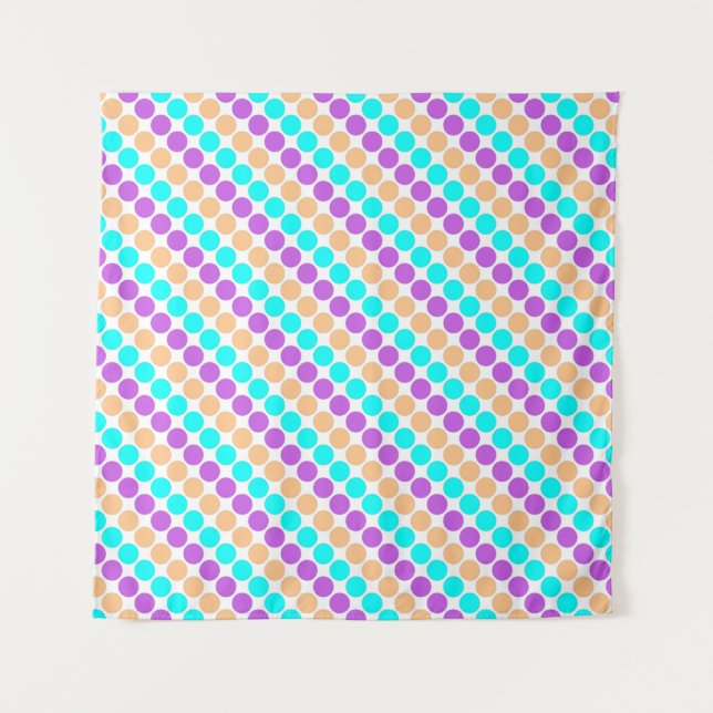 Multi coloured large polka dots retro sixties tapestry (Front)