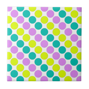 Multi coloured large polka dots retro sixties tile
