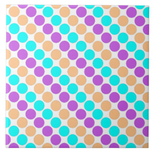 Multi coloured large polka dots retro sixties tile