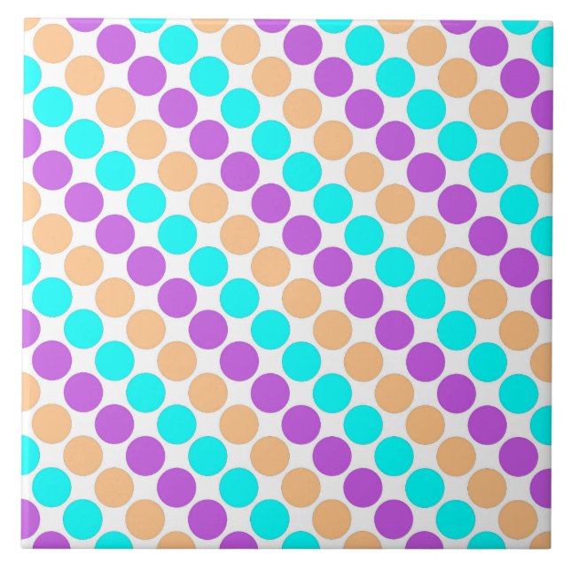 Multi coloured large polka dots retro sixties tile (Front)