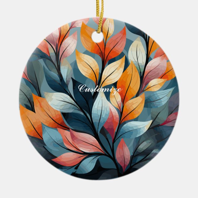Multi-coloured Leaves  Thunder_Cove  Ceramic Tree Decoration (Front)
