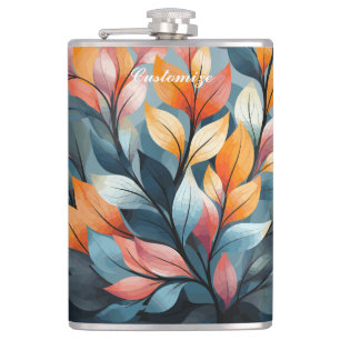 Multi-coloured Leaves  Thunder_Cove  Hip Flask