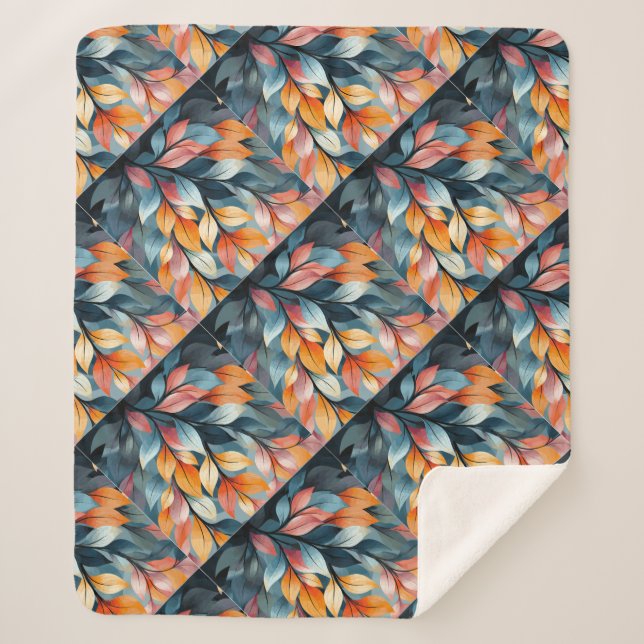 Multi-coloured Leaves  Thunder_Cove  Sherpa Blanket (Front)