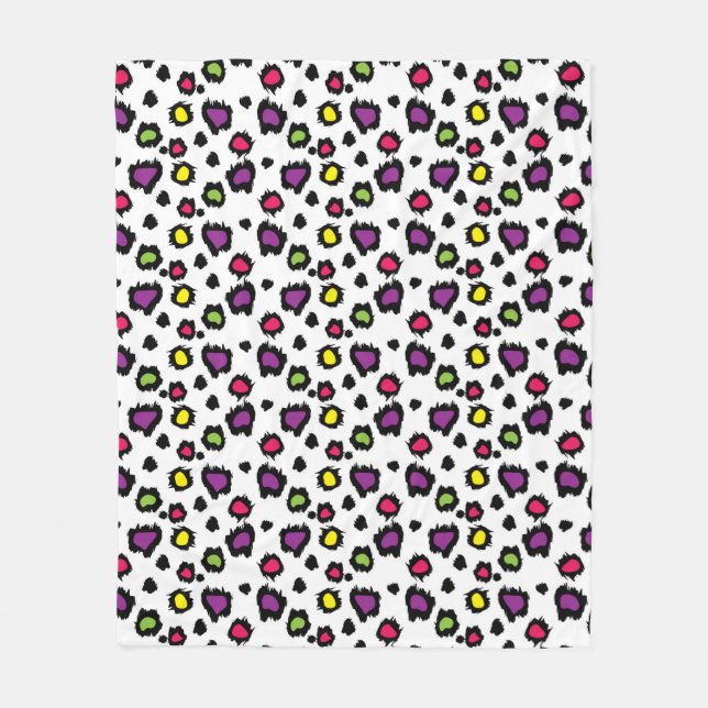 Multi-Coloured Leopard Print Fleece Blanket (Front)