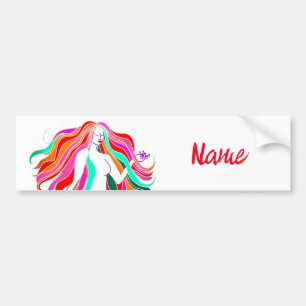 Multi-coloured long-haired goddess Thunder_Cove  Bumper Sticker