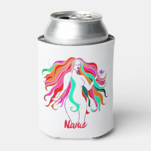 Multi-coloured long-haired goddess Thunder_Cove Can Cooler