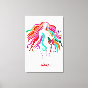 Multi-coloured long-haired goddess Thunder_Cove Canvas Print