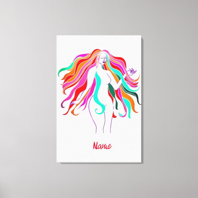 Multi-coloured long-haired goddess Thunder_Cove Canvas Print (Front)
