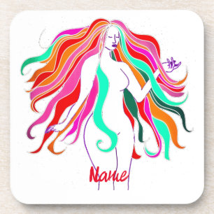 Multi-coloured long-haired goddess Thunder_Cove  Coaster