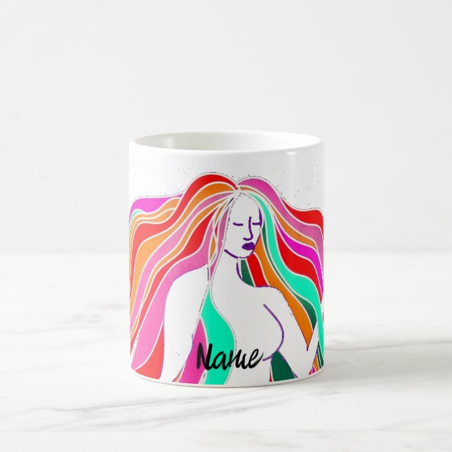 Multi-coloured long-haired goddess Thunder_Cove Coffee Mug (Center)