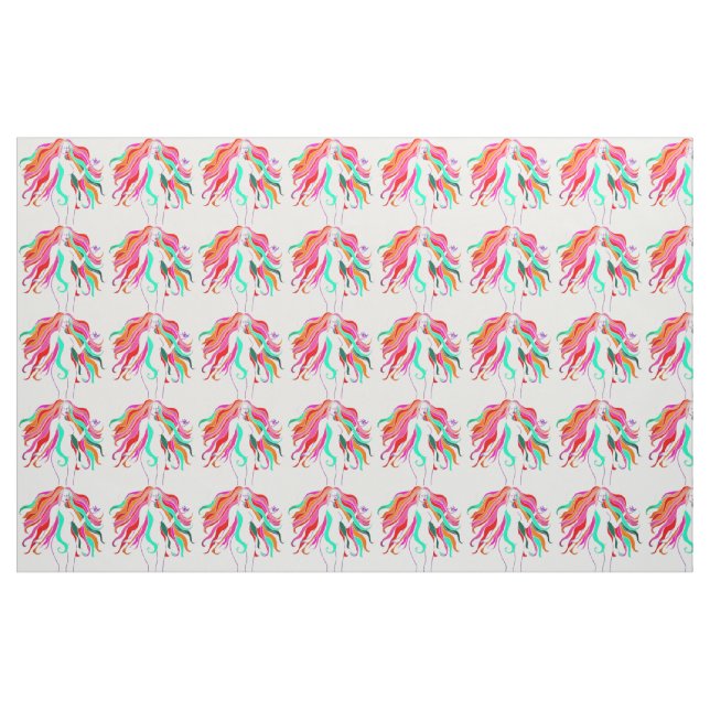 Multi-coloured long-haired goddess Thunder_Cove Fabric (Fat Quarter)
